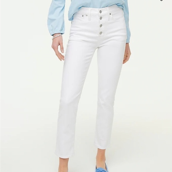 J. Crew Essential straight white jean in all-day stretch - Picture 1 of 12